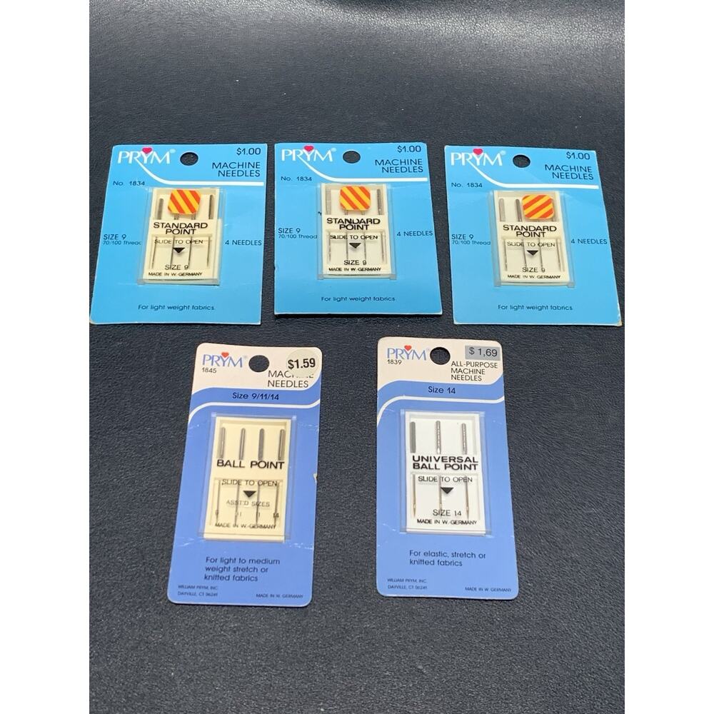 Vintage PRYM Machine Needles Standard Point And Ball Point German NOS Lot Of 5